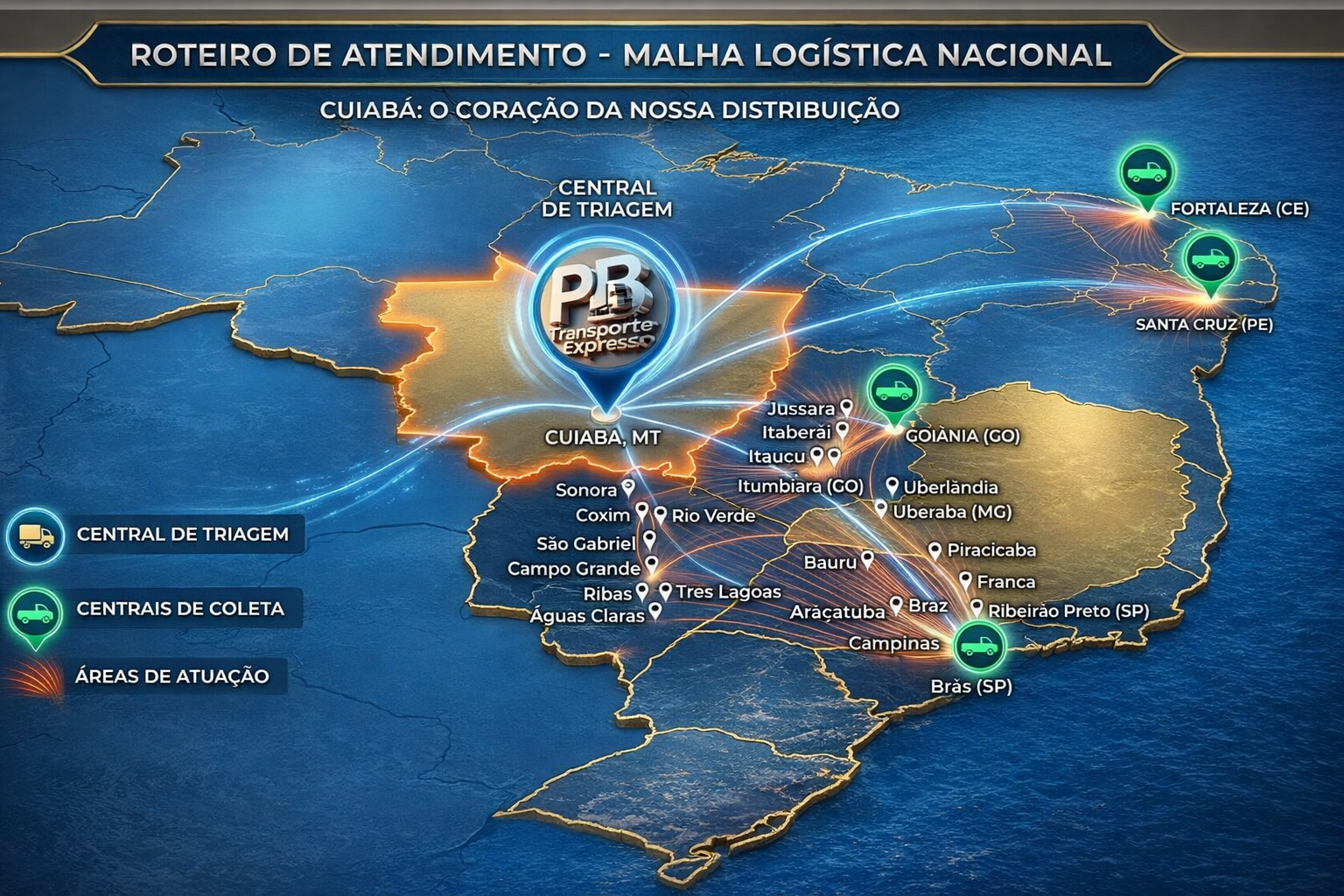 Mapa de Atuação PB Transporte Expresso